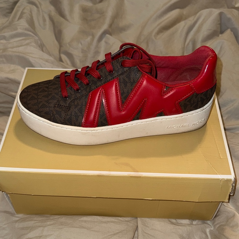 Michael Kors Red and Brown Women's Sneakers